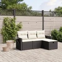 Set Divani da Giardino 4 pz con Cuscini Nero in Polyrattan 3263752