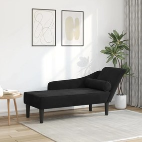 Chaise Lounge Con Cuscini Nero İn Velluto /