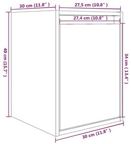 Pensili 2 pz Marrone Miele 30x30x40cm in Legno Massello di Pino