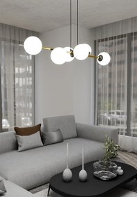 Lampadario a sospensione GRAVITY 6 Nero/Bianco e Oro 6xE14