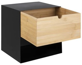 Comodino con opzione di montaggio a parete BEKIM nero/bambù