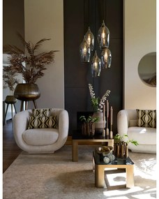 Lampadario con paralume in vetro grigio scuro-bronzo ø 45 cm Lukaro - Light &amp; Living