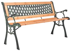 Panca da giardino 116 cm in ghisa e legno massello di abete