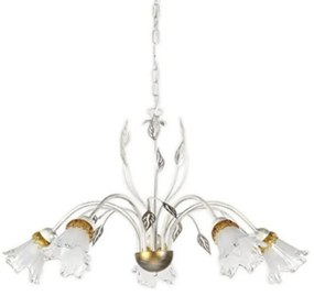 Lampadario Neoclassico Lampadario Neoclassico Lancia 5x E14 bianco paralume bianco 5x E14