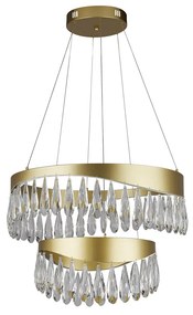 Lampadario Classico Gioiello Acciaio Oro Vetro Led 53W 4000K