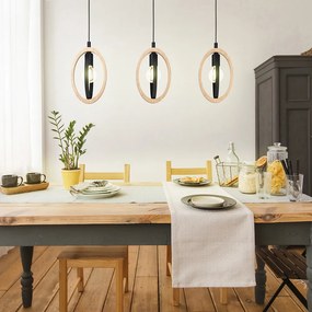 Lampadario Industrial Basildon 3 Luci Metallo Nero E Marrone