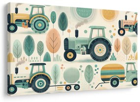 Quadro su tela – Trattori in paesaggio giocoso