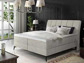 Letto matrimoniale boxspring Valladolid - 160 x 200 cm , Tessuto grigio chiaro