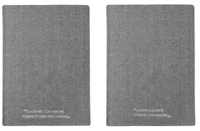 Set 2 strofinacci 45x65 cm antracite con scritta in misto cotone