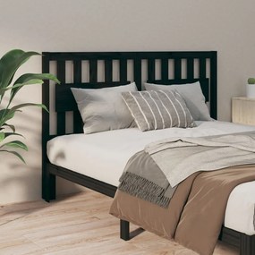 Testiera Per Letto Nera 155,5x4x100cm İn Legno Massello Di Pino /