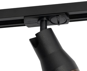 Faretto moderno nero con finitura bronzo scuro per sistema binario monofase - Iconic Kohua