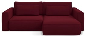 Divano angolare burgundy allungabile/con contenitore (con penisola a destra/con chaise lounge) con rivestimento in velluto Kapua – Makamii