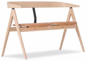 Panca in legno di quercia con seduta in pelle Ava - Gazzda