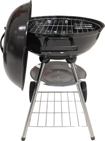 Barbecue a Carbone Carbonella 50x44,5x69 cm con Coperchio e Ruote Struttura in Acciaio Nero...