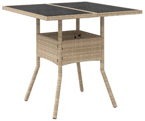 Set da pranzo per giardino  3 pezzi beige polirattan
