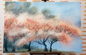 Stampa su tela – Alberi in fiore in acquerello
