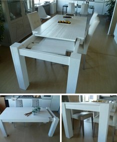 Tavolo da pranzo allungabile in legno abete bianco spazzolato 180 x 90