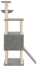 Albero per gatti con tiragraffi in sisal grigio chiaro 153 cm