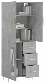 Credenza grigio cemento 69,5x34x180 cm in legno multistrato