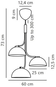 DFTP by Nordlux - Lampadario a sospensione con filo TULLIO 3xE14/25W/230V nero