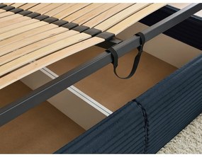 Letto matrimoniale in blu scuro imbottito con spazio contenitivo con griglia inclusa 180x200 cm Jade – Bobochic Paris