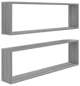 Mensole cubo muro 2pz grigio sonoma 100x15x30 legno multistrato