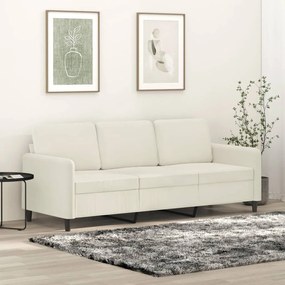 Divano A 3 Posti Crema 180 Cm İn Velluto /