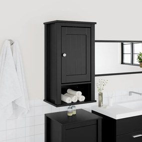 Mobile Da Bagno A Muro Berg Nero 40x27x71,5 Cm Massello Pino /