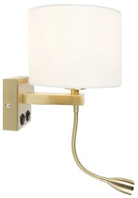 Lampada da parete intelligente oro con paralume bianco incl. Wifi A60 - Brescia