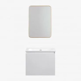 Set Mobili Da Bagno In Legno Macrae Con Lavabo Integrato Bianco & Rectangular Dorado (50x70 Cm) Tuluise & ↔︎ 60 Cm - Sklum