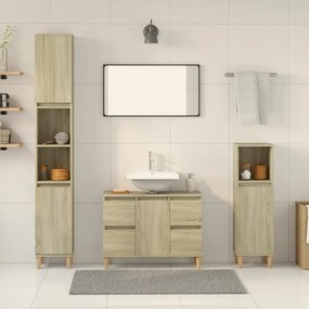 Set Mobili Da Bagno 3 Pz Rovere Sonoma İn Legno Multistrato /