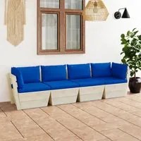 Divano da Giardino a 4 Posti su Pallet con Cuscini Legno Abete 3063454