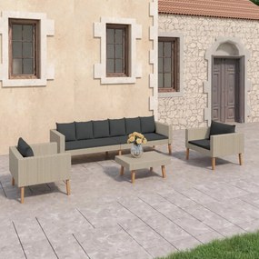 Set divani da giardino 4 pz con cuscini in polyrattan beige