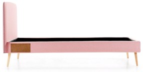 Kave Home - Letto Dyla sfoderabile rosa, con gambe in faggio massiccio per materasso da 90 x 190 cm