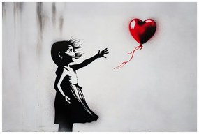 Quadro su tela – Ragazza e cuore volante