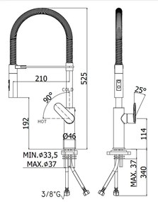 Paffoni Candy Ca179 miscelatore lavello Monocomando professional con doccia 2 getti e canna orientabile cromo/nero Opaco