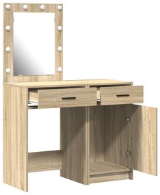 Set di 2 pezzi per vanity con led in legno ingegnerizzato rovere