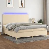 Letto a Molle Materasso e LED bianco 200x200cm in Tessuto 3135306