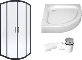 Set box doccia Deante Funkia KYP_N51K, piatto doccia semicircolare Deante Standard New KTA_053B, NHC_025C