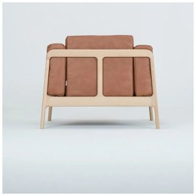 Poltrona in pelle di bufalo marrone cognac con struttura in rovere massiccio Fawn - Gazzda