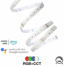 Kit Striscia LED 17W smart RGB+CCT Bianco Variabile e Dimmerabile WiFi - Amazon Alexa e Google Home Colore RGB+CCT