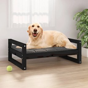 Cuccia Per Cani Nera 75,5x55,5x28cm İn Legno Massello Di Pino /