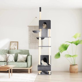 Albero Per Gatti Pavimento Soffitto Grigio Scuro 277-303 Cm /
