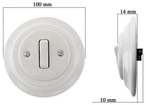 Bohemia-Design - Interruttore singolo retrò in porcellana con placca n. 7, bianco