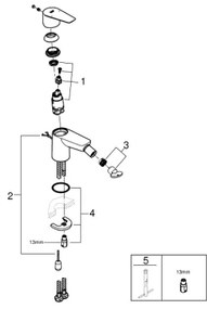 GROHE 23332001 - Miscelatore per bidet BAUEDGE misura S, cromato lucido