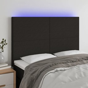 Testiera A Led Nera 144x5x118/128 Cm İn Tessuto /