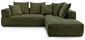 Divano angolare verde (penisola a destra/a L) con rivestimento in ciniglia Whesley – Bobochic Paris