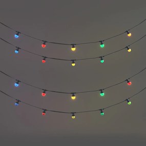 Catena luminosa nera collegabile 10m con spina, 20 luci E27, IP64 - LUBBER