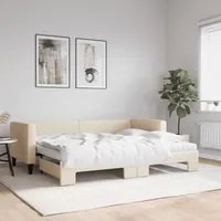 Divano Letto Estraibile con Materassi Crema 80x200 cm Tessuto 3196595