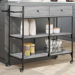 Carrello cucina grigio sonoma 105x42x95 cm in legno multistrato